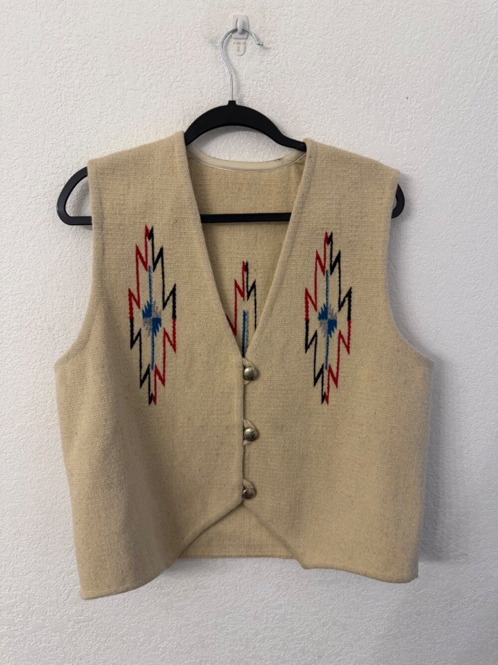 Ortega’s Chimayo Southwestern Wool Vest With Native-Inspired Geometric Patten me